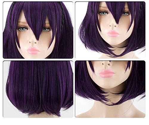 Xingwang Queen Anime 35cm Short Straight Black Purple Mixed Cosplay Wig + Free Cap - Image 4