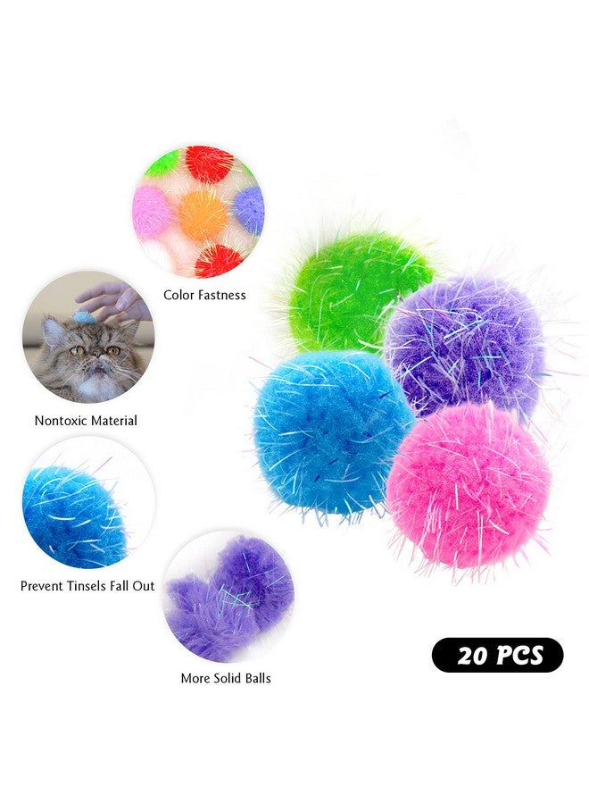 RIMOBUL 20PCS 1.5INCH Extra Large Cat's Favorite Chase Glitter Ball Toy Sparkle Pom Pom Balls - Image 3