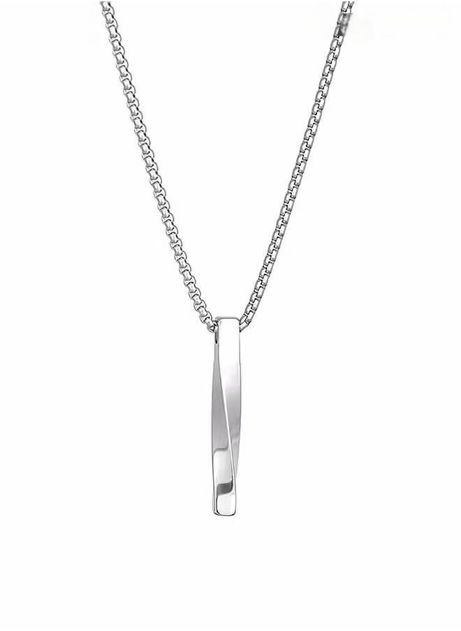 Casual Stylish Spiral Pendant Necklace Cool Sweater Chain for Men Women Titanium Steel Necklace Silver  - Image 1