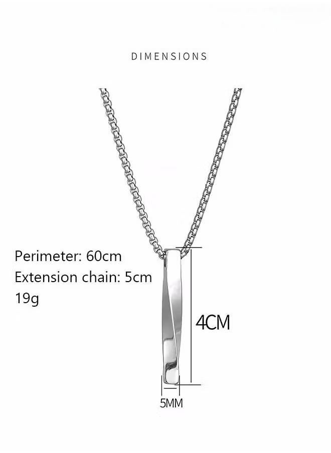 Casual Stylish Spiral Pendant Necklace Cool Sweater Chain for Men Women Titanium Steel Necklace Silver  - Image 5
