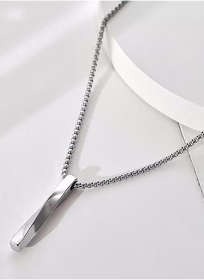 Casual Stylish Spiral Pendant Necklace Cool Sweater Chain for Men Women Titanium Steel Necklace Silver  - Image 2