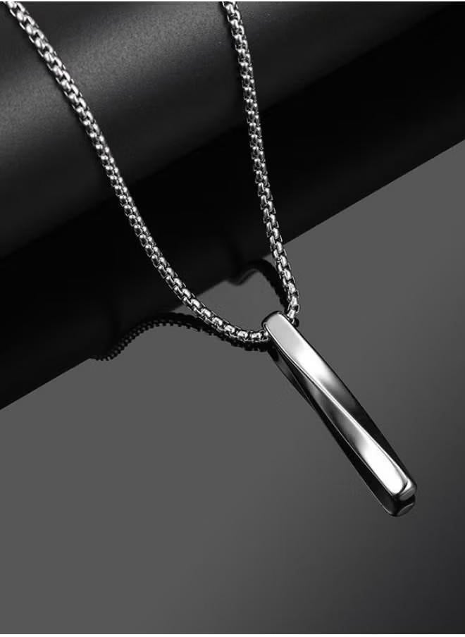 Casual Stylish Spiral Pendant Necklace Cool Sweater Chain for Men Women Titanium Steel Necklace Silver  - Image 4