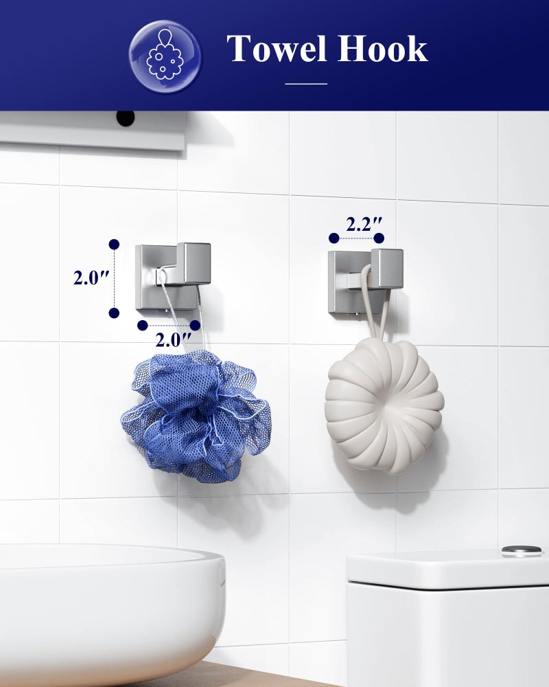 Kitsure 5-Pieces Bathroom Hardware Set & Accessories, Rustproof Towel Racks for Bathroom Wall Mounted, 16" Towel Bar, Toilet Paper Holder, Ring & 2 Hooks, Brushed Nickel - Image 5