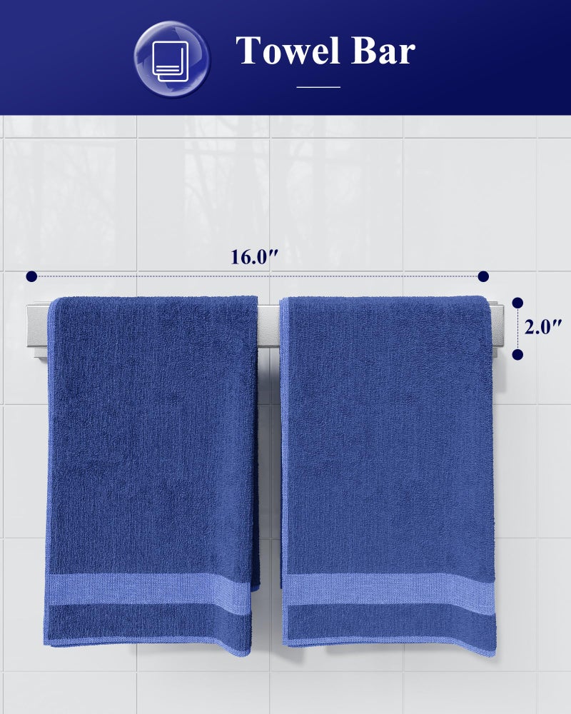 Kitsure 5-Pieces Bathroom Hardware Set & Accessories, Rustproof Towel Racks for Bathroom Wall Mounted, 16" Towel Bar, Toilet Paper Holder, Ring & 2 Hooks, Brushed Nickel - Image 2