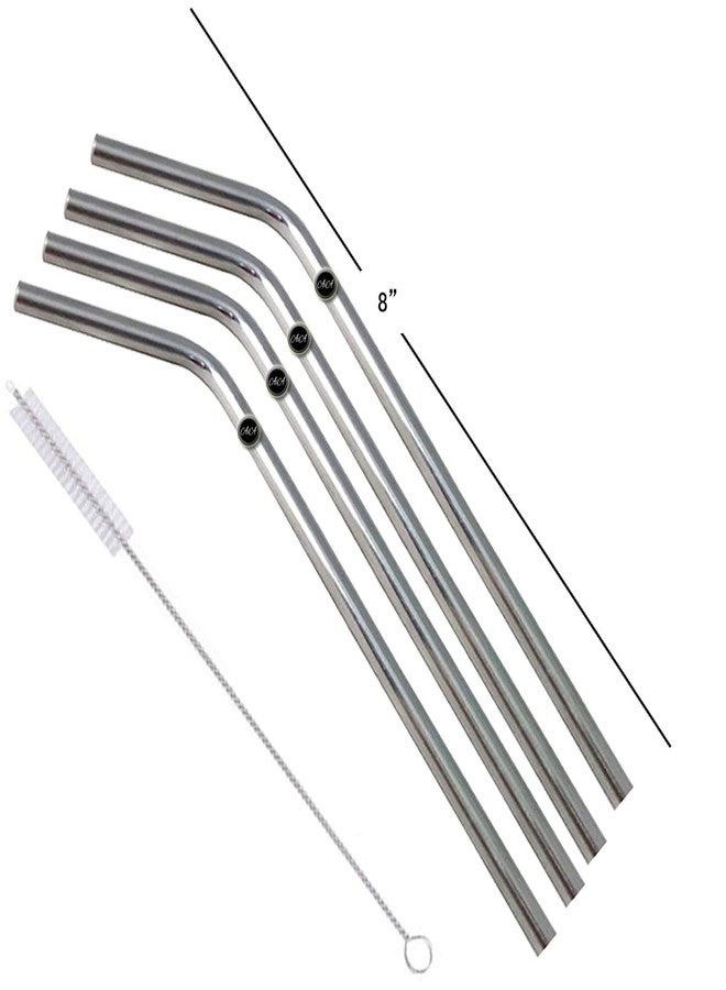 AIA India Bent Drinking Stainless Steel Straws, Bar Accessories | Length 8.00 INCH | Set of 4 - Image 1