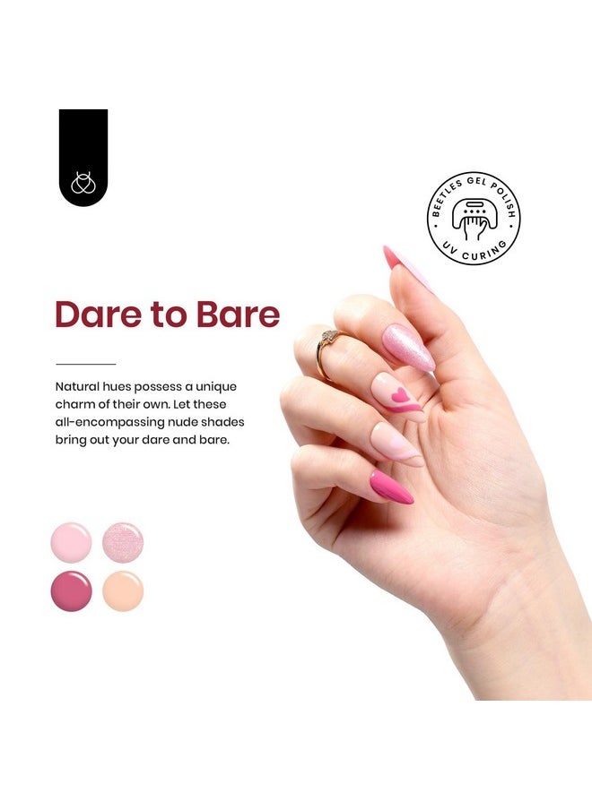 beetles Gel Polish - Beetles Gel Nail Polish 23Pcs Nail Set Dare to Bare Collection Nude Pink Gel Nail Polish White Soak off Uv Led Lamp Needed Manicure with 3Pcs Base Matte and Glossy Valentines Day Gift for Women - Image 1