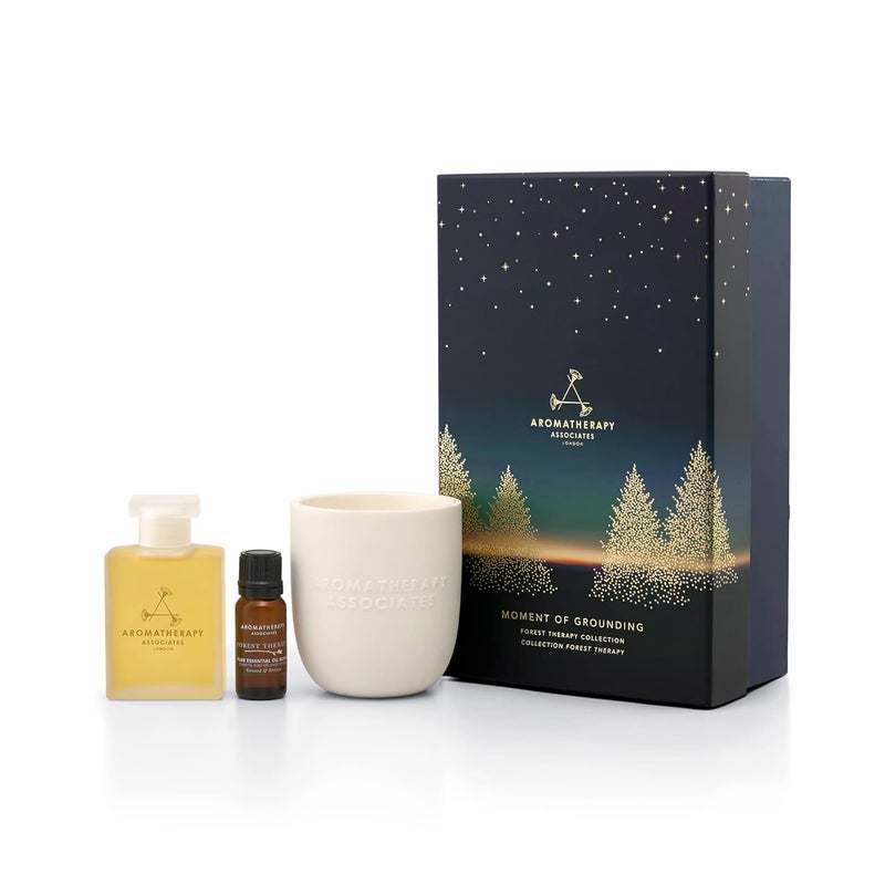 Aromatherapy Associates Moment of Grounding Luxurious Holiday Gift Set Includes Forest Therapy Bath Shower Gel Pure Essential Oil Blend and Candle 1 count - Image 1