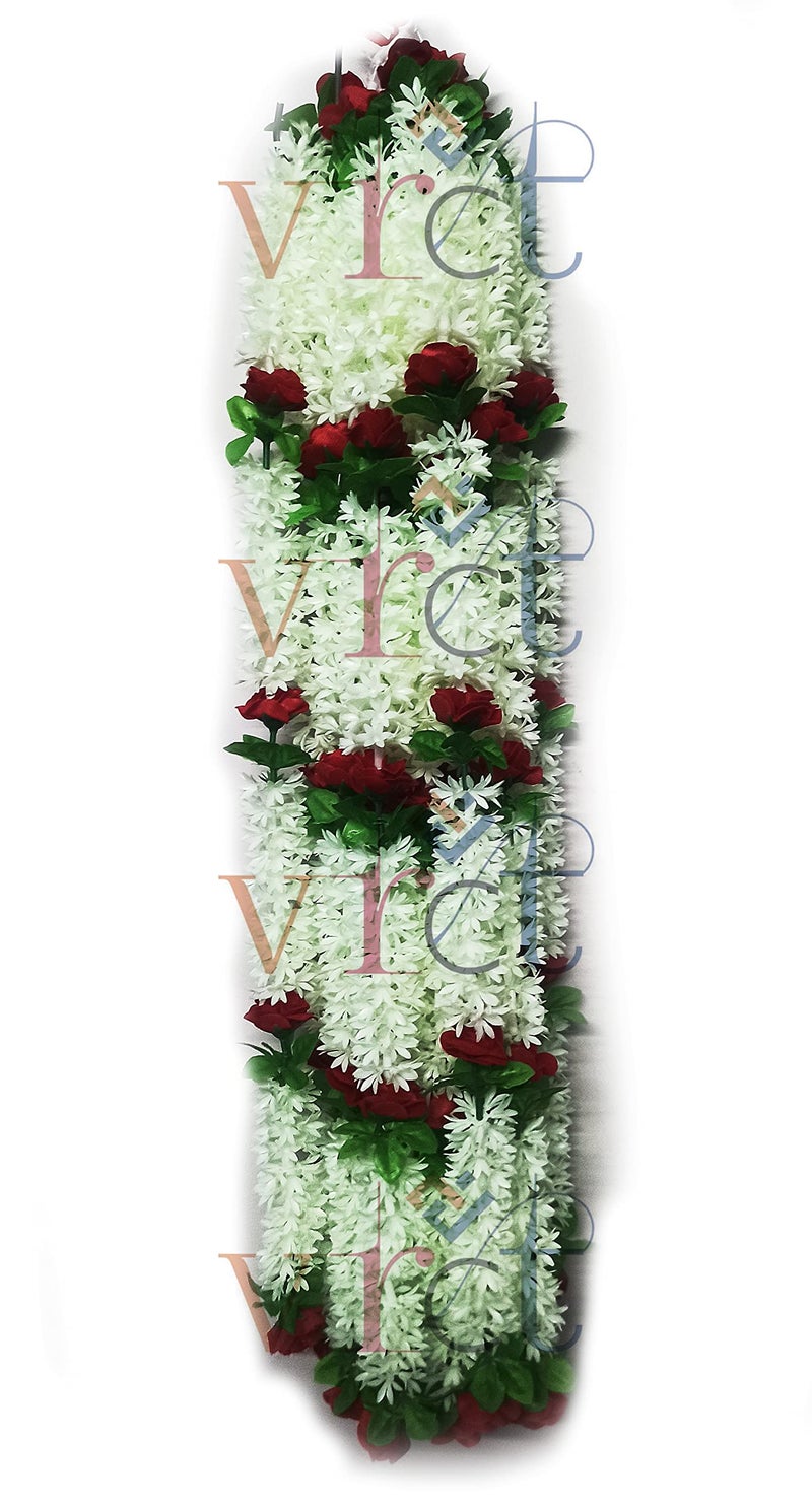 VRCT Artificial Marigold Fluffy Flowers Garlands for Decoration - Pack of 10 (Multicolor) (White) - Image 3