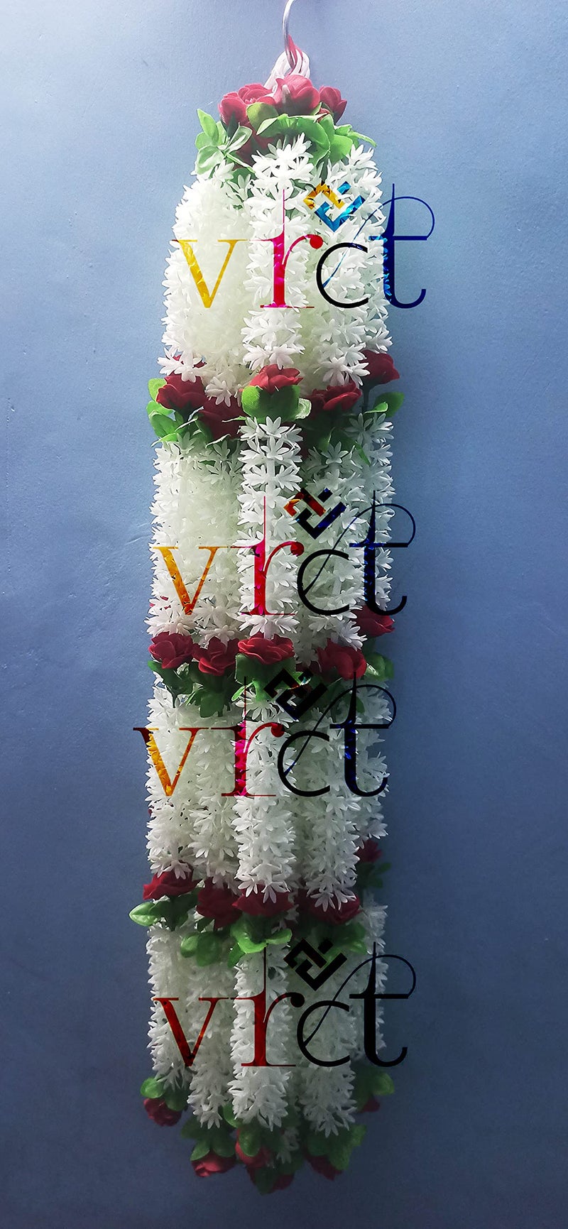 VRCT Artificial Marigold Fluffy Flowers Garlands for Decoration - Pack of 10 (Multicolor) (White) - Image 4