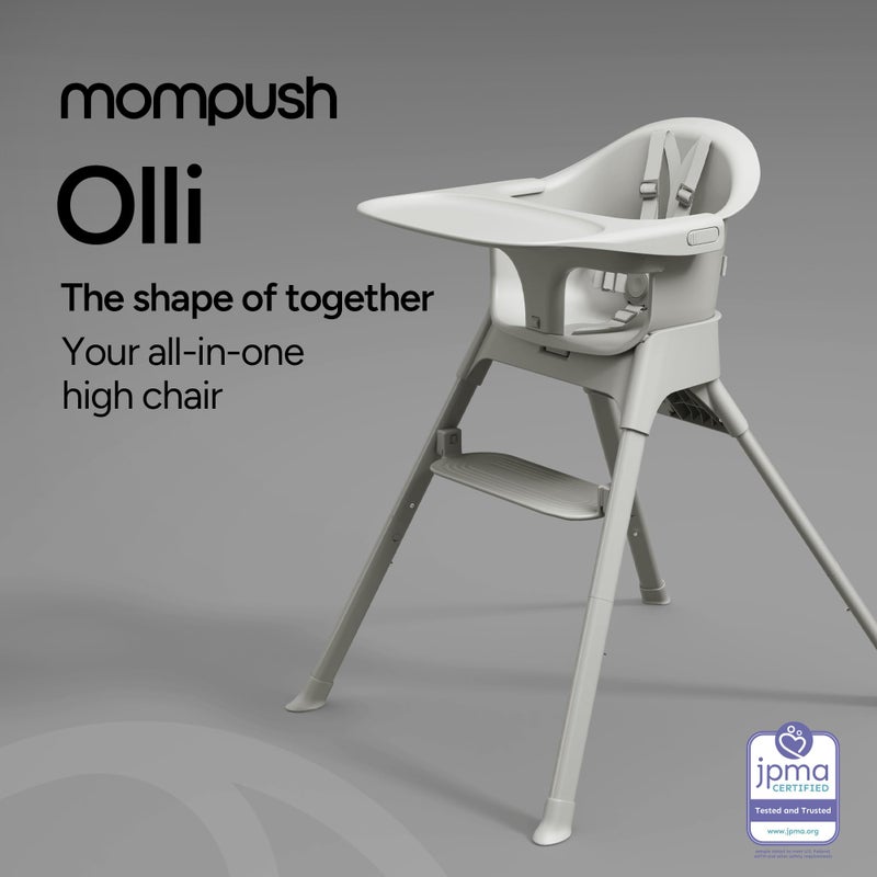 Mompush Olli 7-in-1 Convertible High Chair for Babies and Toddlers â€“ Adjustable Height & Footrest, Dishwasher-Safe Tray, Compact Foldable Design for Easy Storage & Travel, Lightweight Yet Durable - Image 3