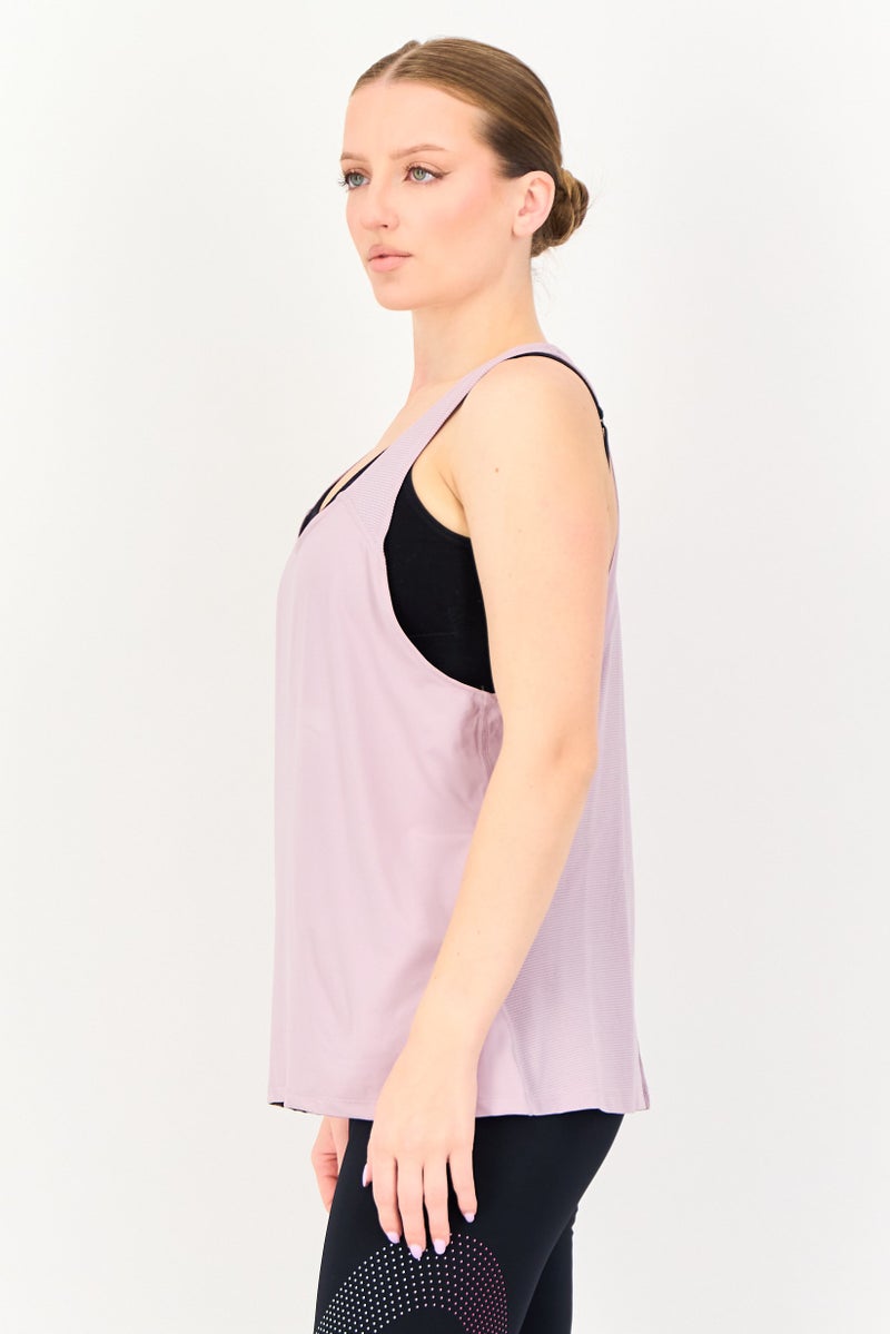 UNDER ARMOUR Women Fitted Sleeveless Iso Chill Running Tank Top, Lavender - Image 2