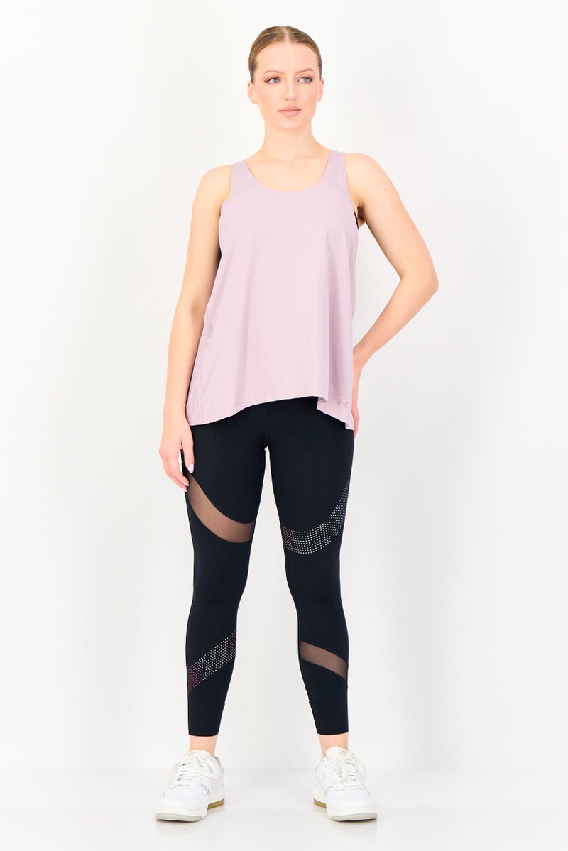 UNDER ARMOUR Women Fitted Sleeveless Iso Chill Running Tank Top, Lavender - Image 3