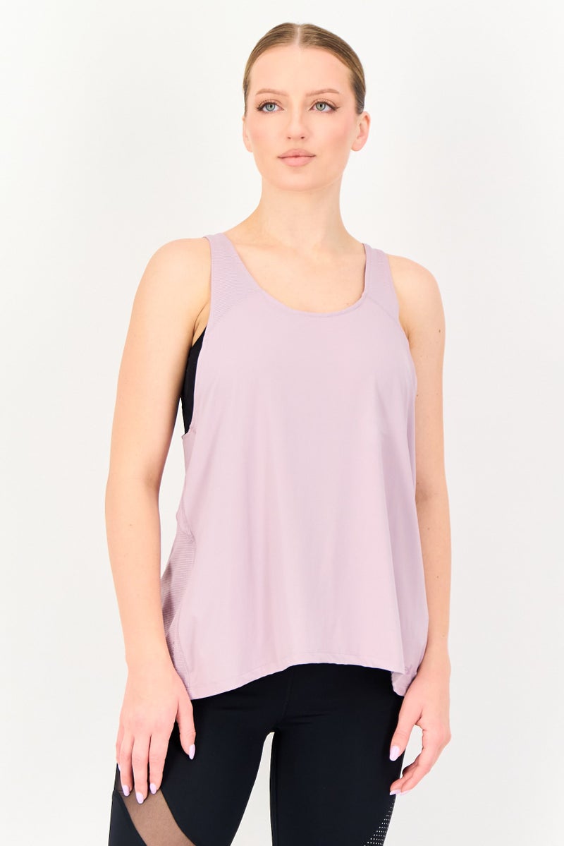 UNDER ARMOUR Women Fitted Sleeveless Iso Chill Running Tank Top, Lavender - Image 1