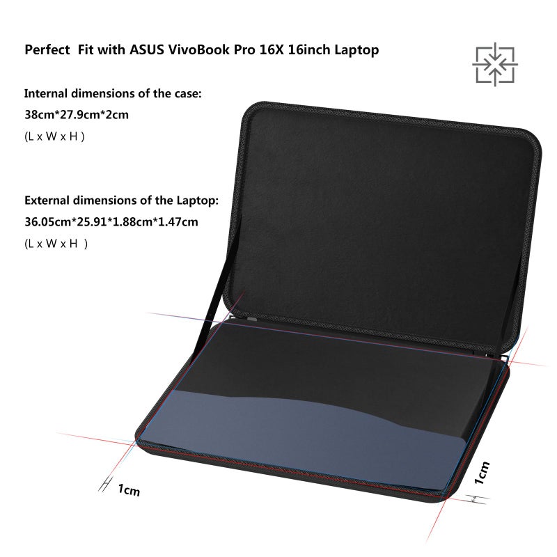 Smatree Hard Shell Case for 16 inch ASUS ROG Strix Scar 16 2025 G635/2024 Gaming Laptop, for 16inch ASUS ROG Strix G16 2025/2024 G614, for 16 inch ASUS VivoBook 16X/Pro 16X, 16inch ASUS Laptop Sleeve - Image 4