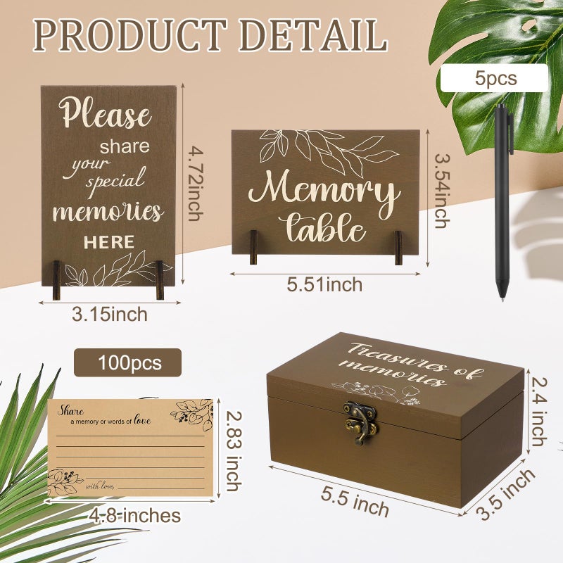 Gilprop 112 Pcs Celebration of Life Memory Cards Set Share a Memory Cards with Box 2 Wood Sign with 4 Hold and 5 Pens, Sympathy Memorial Gifts Funeral Keepsake Decorations(Leaves) - Image 2