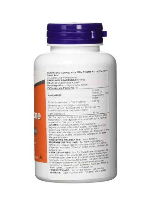 now brand glutathione Now Foods Glutathione Dietary Supplement - 60 Veg Capsules | Best Price  Qatar