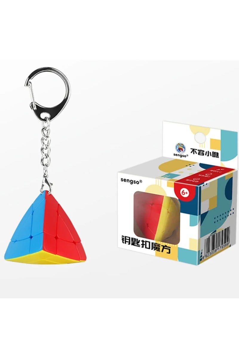 C Sengso Key Chain 3x3 Mini Magic Cube 3x3 Bread Magic Tower KeyChain Backpack decoration Cubo Mag.