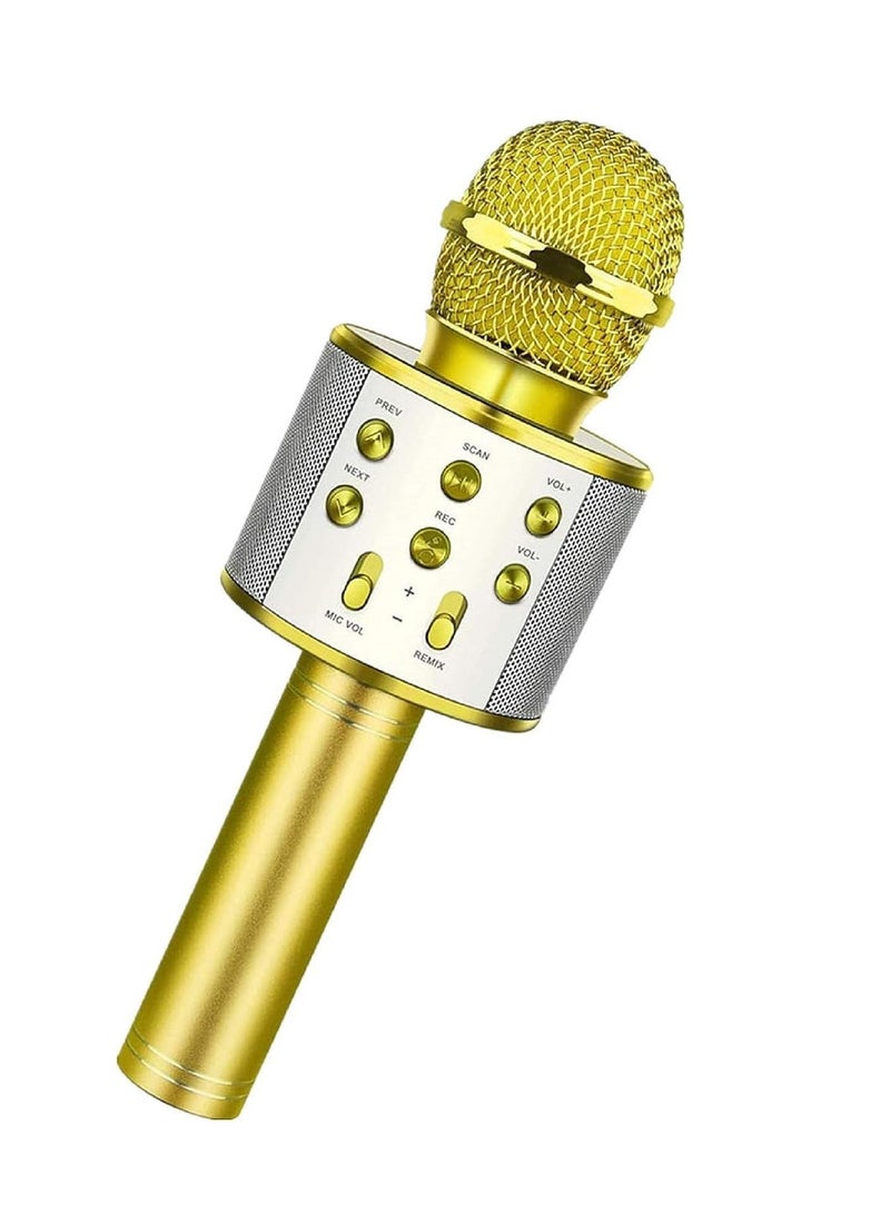 Wireless Bluetooth Karaoke Microphone,Rechargeable Kids Microphone Karaoke Machine - Best Gifts for Kids Adults (Gold) - Image 1