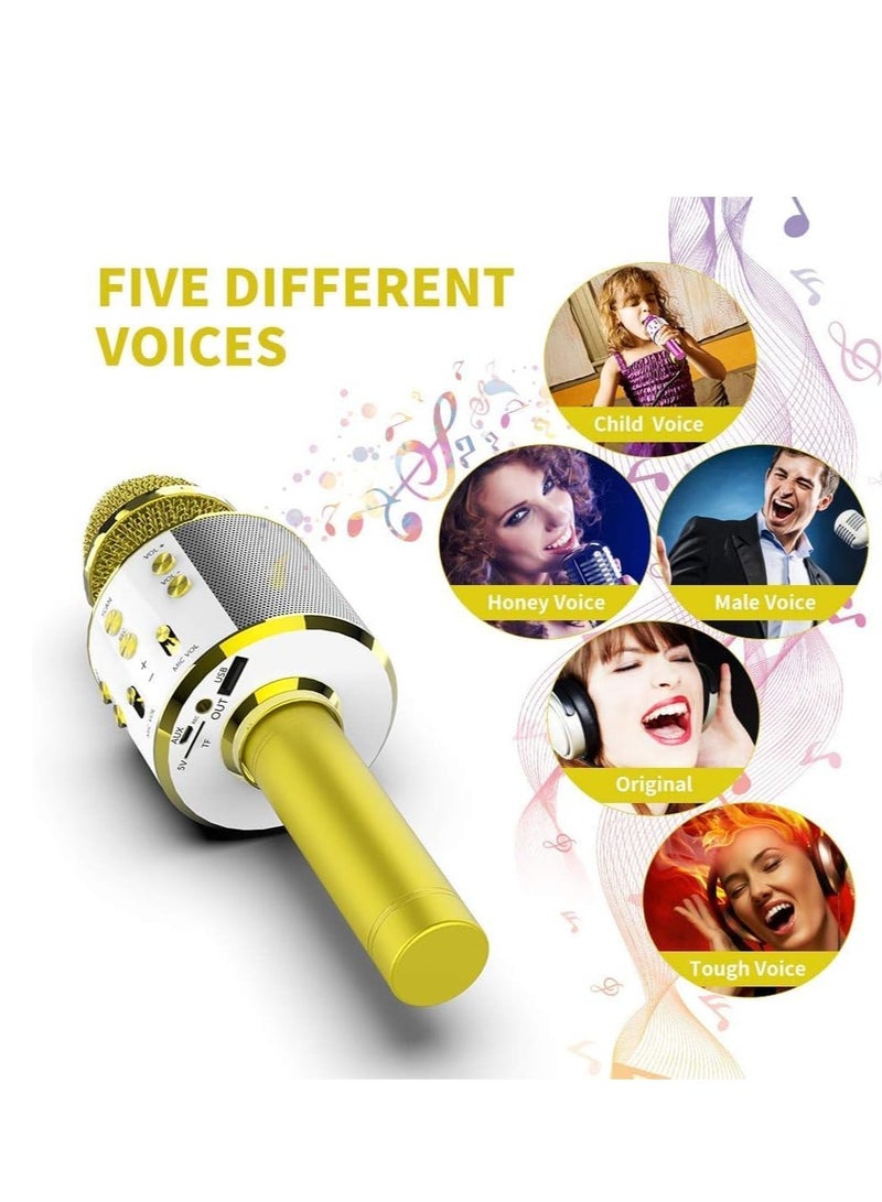 Wireless Bluetooth Karaoke Microphone,Rechargeable Kids Microphone Karaoke Machine - Best Gifts for Kids Adults (Gold) - Image 4