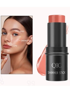 QIC Shimmer Cream Blush Stick for Cheeks Lips Tint Eyes Contour Highlighter Makeup Sticks Lightweight Hydrating Formula Lightweight Blendable Silky Cream Shimmer Blush 06  - Image 1