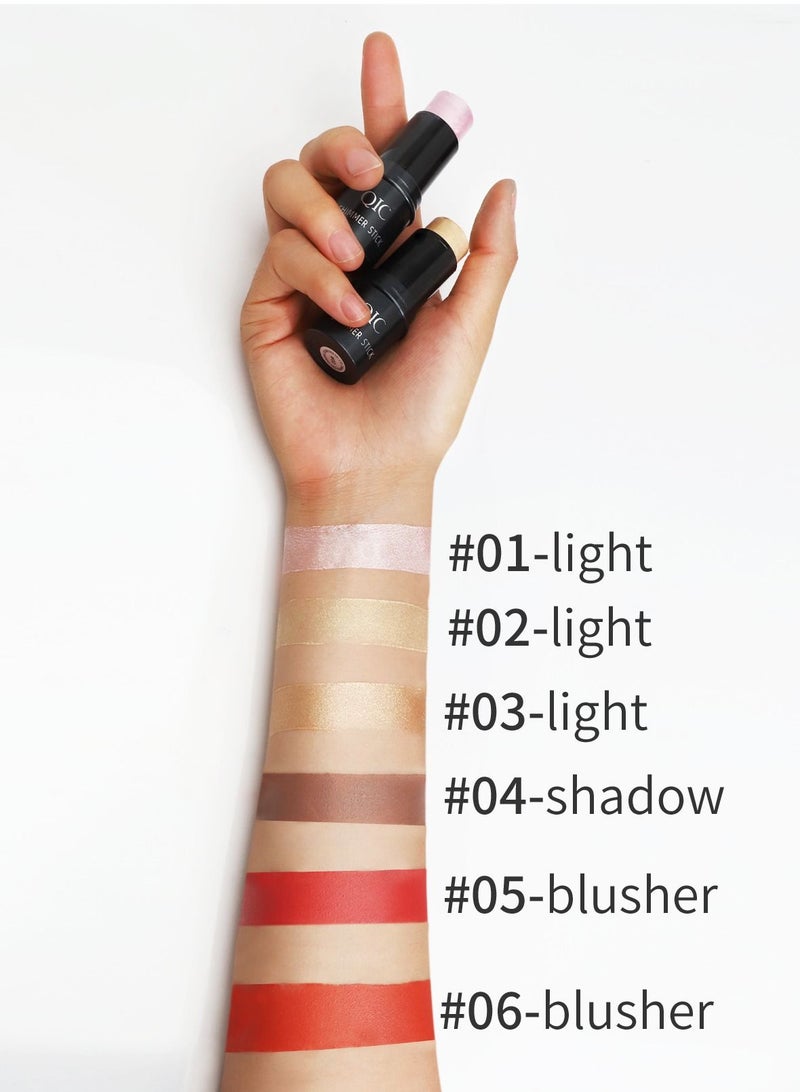 QIC Shimmer Cream Blush Stick for Cheeks Lips Tint Eyes Contour Highlighter Makeup Sticks Lightweight Hydrating Formula Lightweight Blendable Silky Cream Shimmer Blush 06  - Image 4