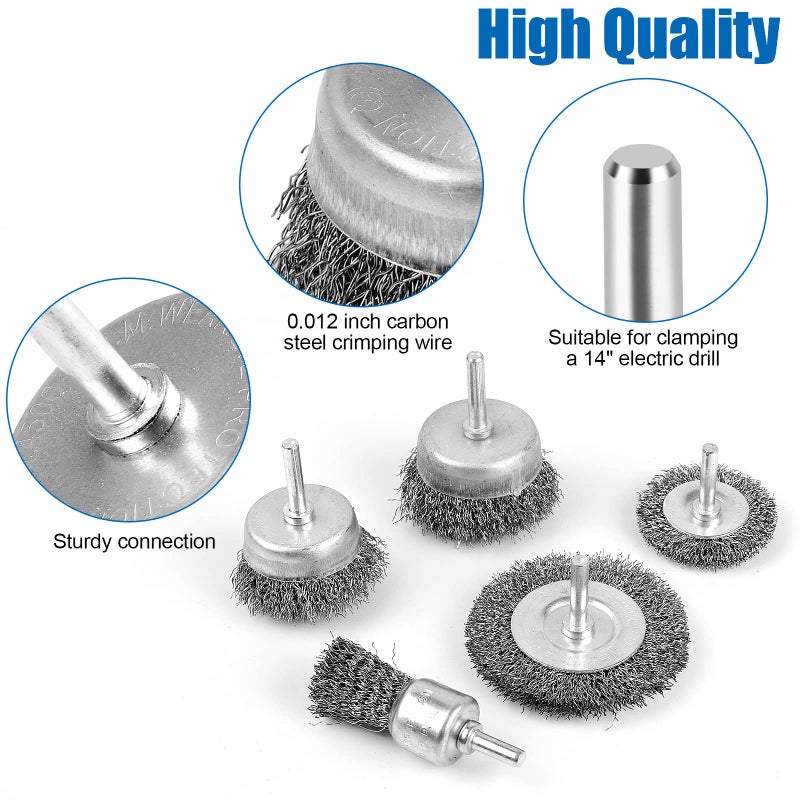 Romeda Wire Brush for Drill, Wire Wheel Brush Cup Set, Wire Wheel for Drill 0.012 Carbon Steel Wire, Drill Wire Brush for Drill 1/4 Inch Arbor for Cleaning Rust, Stripping and Drill Attachment - Image 3