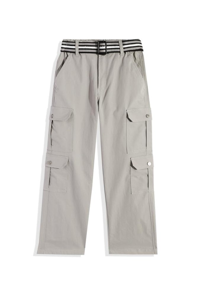 CAVIO Boys Casual Solid Regular Fit Cargo Pants with Multiple Pockets - Grey - Image 1