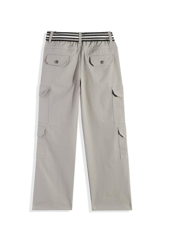 CAVIO Boys Casual Solid Regular Fit Cargo Pants with Multiple Pockets - Grey - Image 2