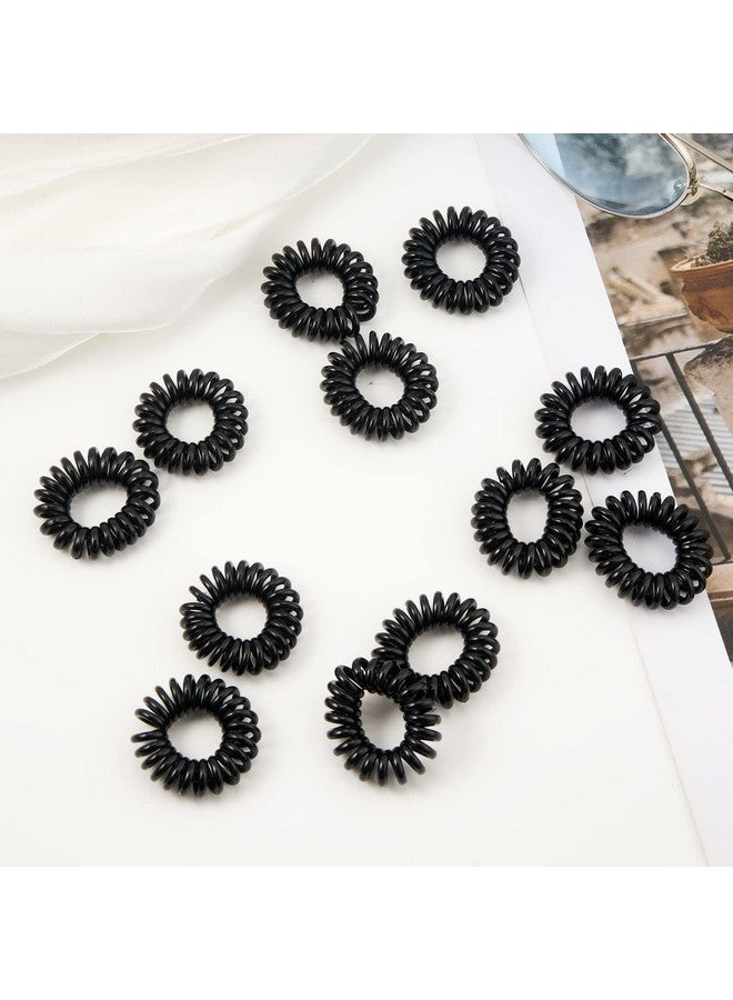 QIUTIMIY Spiral Hair Ties (Small Black,,50 Pcs), Coil Hair Ties for Thick Hair, Ponytail Holder Hair Ties for Women , No Crease Hair Ties, Phone Cord Hair Ties for all Hair Types with Plastic Spiral - Image 4