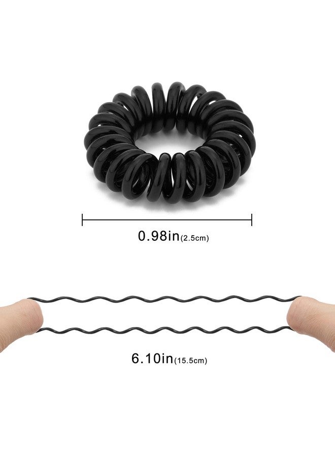 QIUTIMIY Spiral Hair Ties (Small Black,,50 Pcs), Coil Hair Ties for Thick Hair, Ponytail Holder Hair Ties for Women , No Crease Hair Ties, Phone Cord Hair Ties for all Hair Types with Plastic Spiral - Image 2
