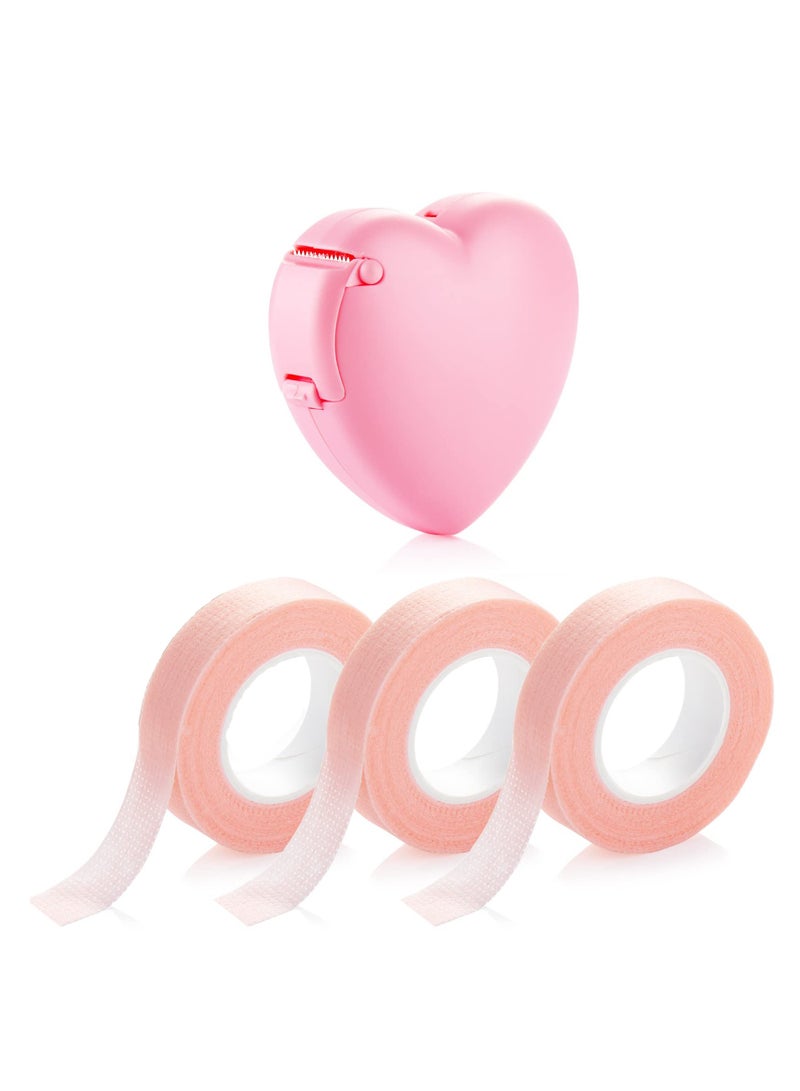 KASTWAVE Eyelash Extension Tape, 3 Rolls of Adhesive Fabric Eyelash Extension Tape, Breathable Microporous Fabric Tape for Eyelash Extension Supplies, with Heart Tape Dispenser Cutter (0.5" x 10 yds) - Image 1