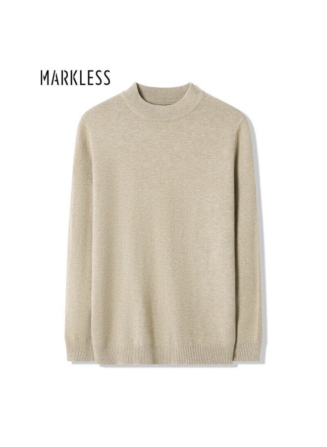 Markless Men's Autumn Winter Warm Half Turtleneck Knit Sweater Casual Pullover Base Layer 0710 Milk Tea Apricot Xxl - Image 1