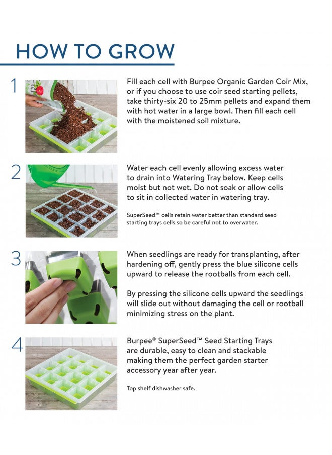 Burpee SuperSeed Seed Starting Tray | 36 Cell Reusable Seed Starter Tray | for Starting Vegetable, Flower & Herb Seeds | Indoor Grow Kit for Plant Seedlings | for Germination Success