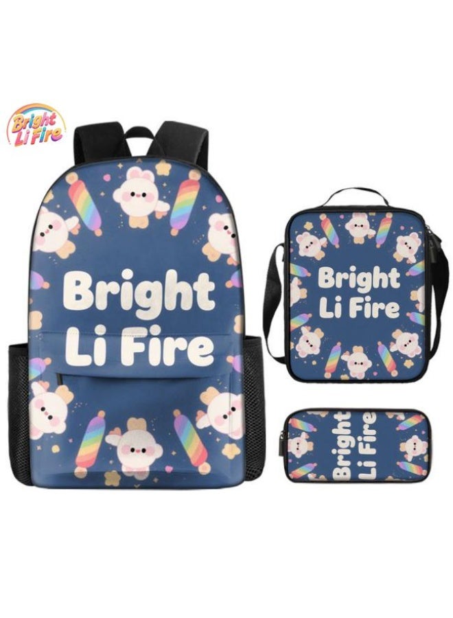 واضح من النار مجموعة من ثلاث قطع من حقائب الرسوم المتحركة، تتعامل بسهولة مع المناسبات المختلفة (الطلاب والأطفال ونزهات الأصدقاء وتسلق الجبال والدراسة وما إلى ذلك) | حقيبة ظهر + حقيبة محمولة باليد + حقيبة قرطاسية | هدايا الموسم المدرسي / العطلات - 61 - Image 1