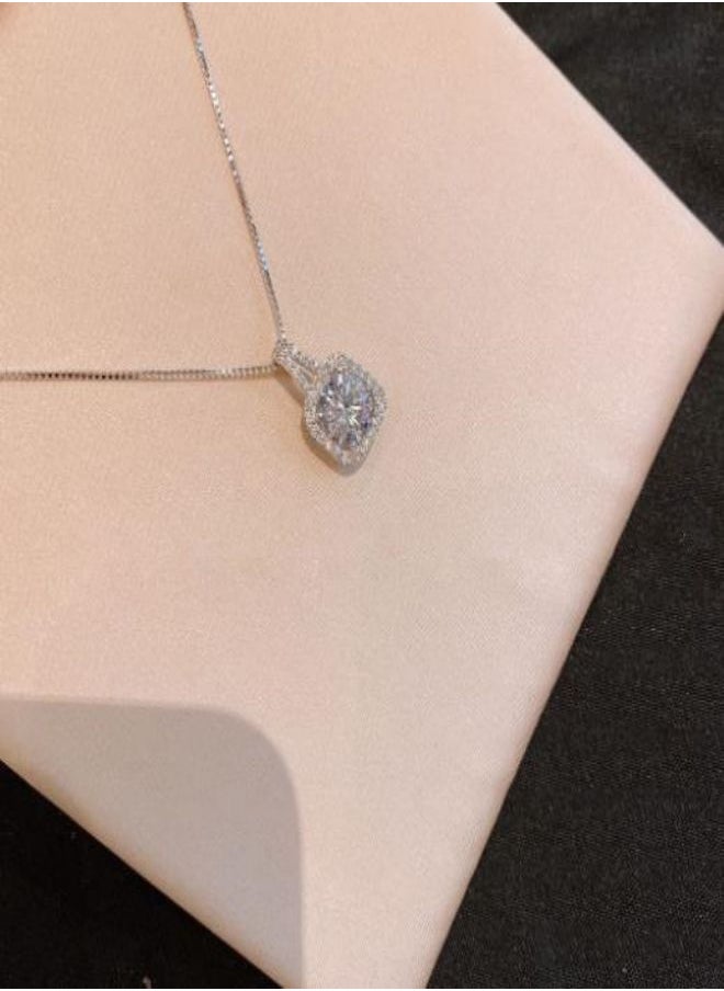 Satinior - Simple Niche Shiny Square Diamond Silver Necklace - Image 1