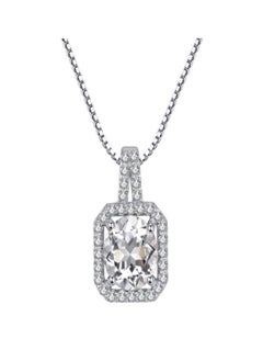Simple Niche Shiny Square Diamond Silver Necklace