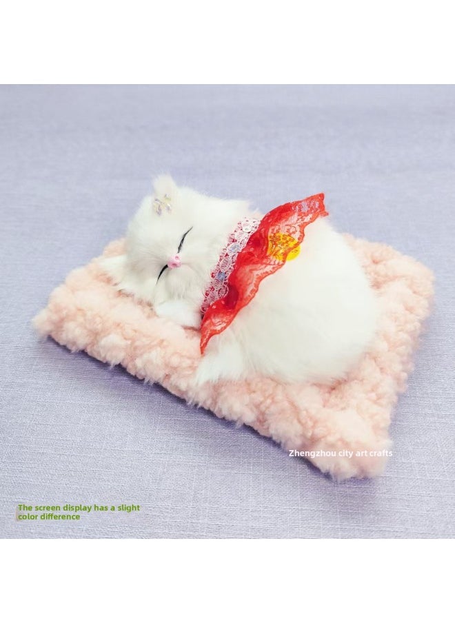 null - Bamboo Charcoal Cloth Pad Simulation Cat Can Call Cat Car Decoration Ornaments Simulation Animal Toy Cat Flower Basket Cat-Color:Gray Bamboo Charcoal Cloth Pad + Pink Skirt Cat Party-Size:18*14 - Image 1