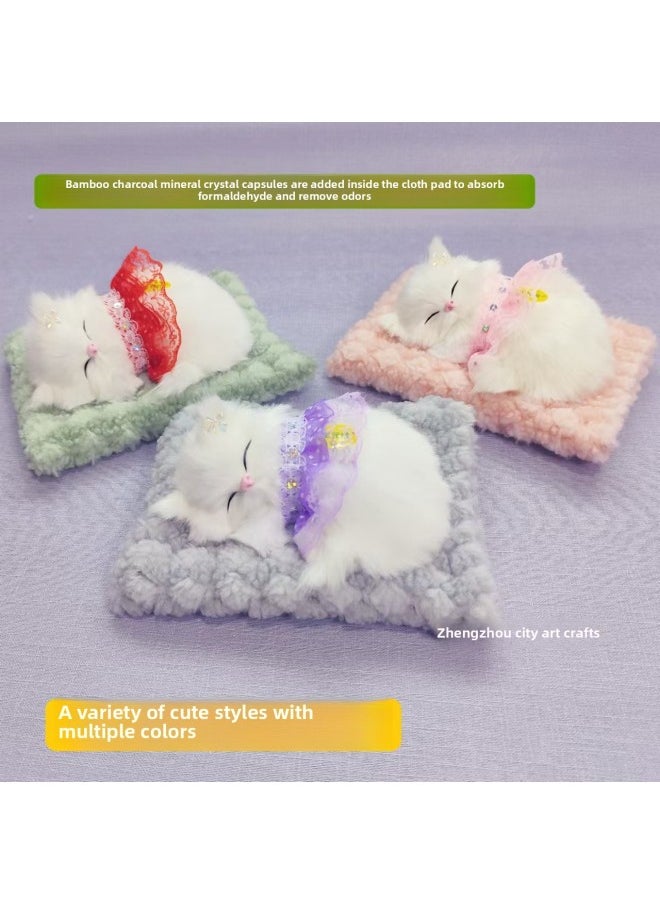 null - Bamboo Charcoal Cloth Pad Simulation Cat Can Call Cat Car Decoration Ornaments Simulation Animal Toy Cat Flower Basket Cat-Color:Gray Bamboo Charcoal Cloth Pad + Pink Skirt Cat Party-Size:18*14 - Image 1
