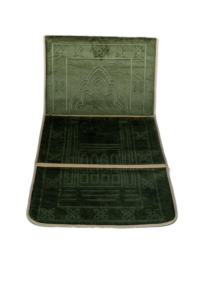 سمارت هوم سجادة صلاة مبطنة قابلة للطي تستخدم كبساط للإسترخاء وكمقعد ارضي مع مسند ظهر (لون أخضر) - Image 1