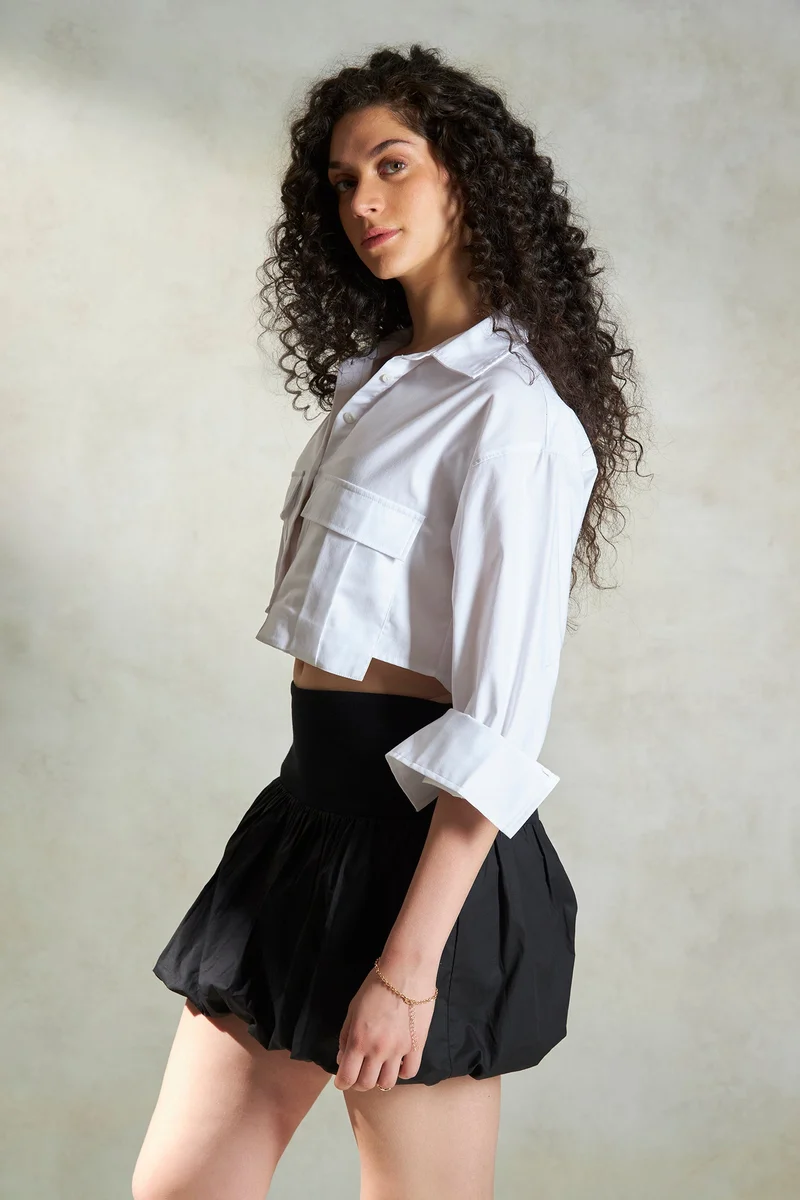 فيرجيو Cotton Crop Daywear Shirts With Cargo Pockets for Women