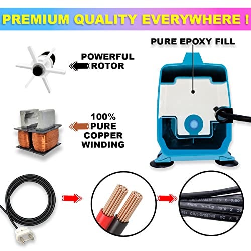 amiciFlo15W Submersible Water Pump – 600 LPH High Flow, 1.5M Lift Height, Pure Copper Motor, 2M Cord | Ultra-Quiet Water Circulation Pump for DIY Fountains, Aquariums, Hydroponics (8mm & 12mm Nozzles) - Image 2