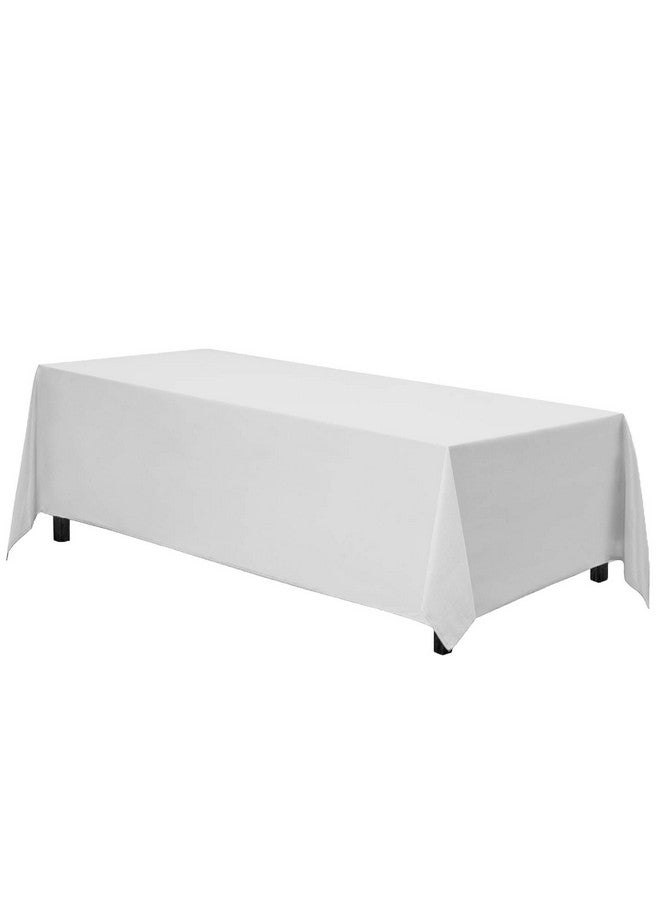 Gee Di Moda Rectangle Tablecloth - 90 x 132" Inch - White Rectangular Table Cloth for 6 Foot Table in Washable Polyester - Great for Buffet Table, Parties, Holiday Dinner, Wedding & More - Image 1