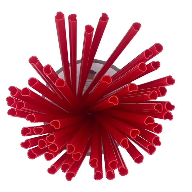 Amsthow 100Pcs Heart Shaped Straws Red Cute Plastic Individually Wrappe Drinking Straws for Valentine's Day Wedding Cocktail Birthday Chai Shakes Cocoa (100Pcs) - Image 3