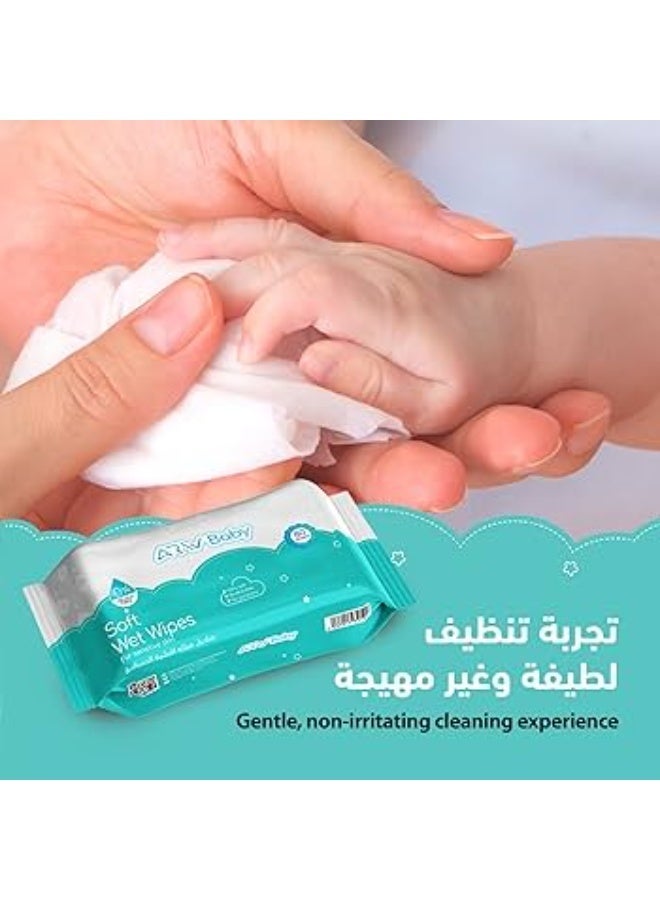 أرو مناديل أرو المبللة بالماء للأطفال للبشرة الحساسة 99.9% ماء نقي – خالية من العطر والكحول – 3 × 80 منديل (240 منديل) - Image 4