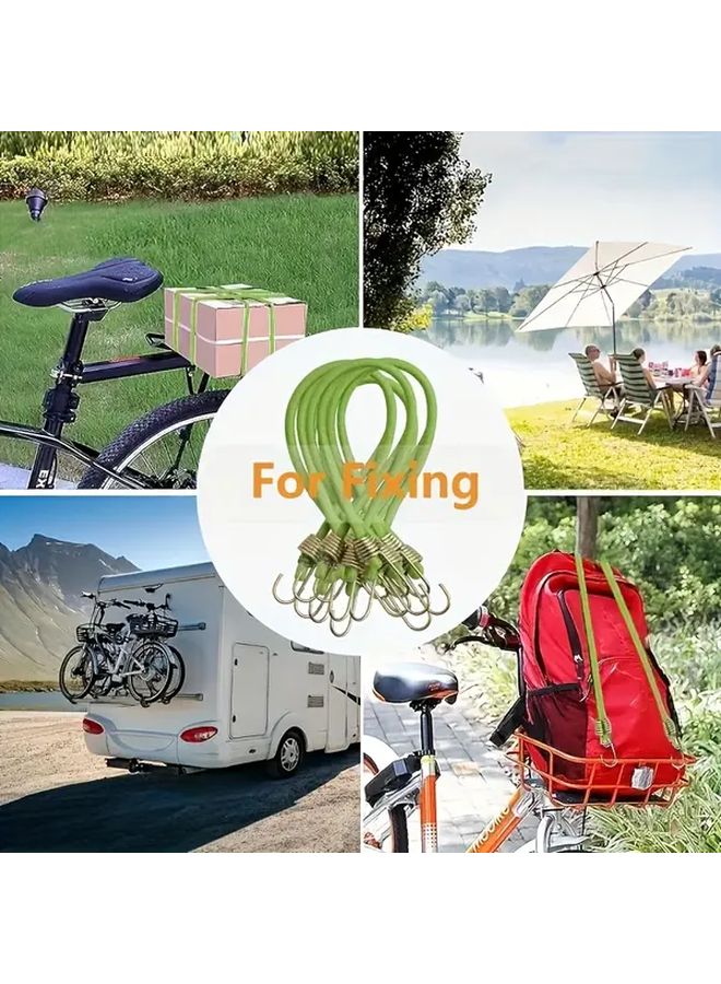 Mixed Color 10Pcs 10 Inch Mini Rubber Bands 100LB Capacity Hooks for Bicycle Camping Luggage - Image 5