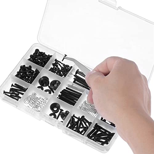 Cheerock Guitar Screws Kit for Electric Guitar Bridge, Pickup, Pickguard, Tuner, Switch, Neck Plate, 254 Pieces Guitar DIY Kit with A Elbow Tweezers (9 Types) - Image 2