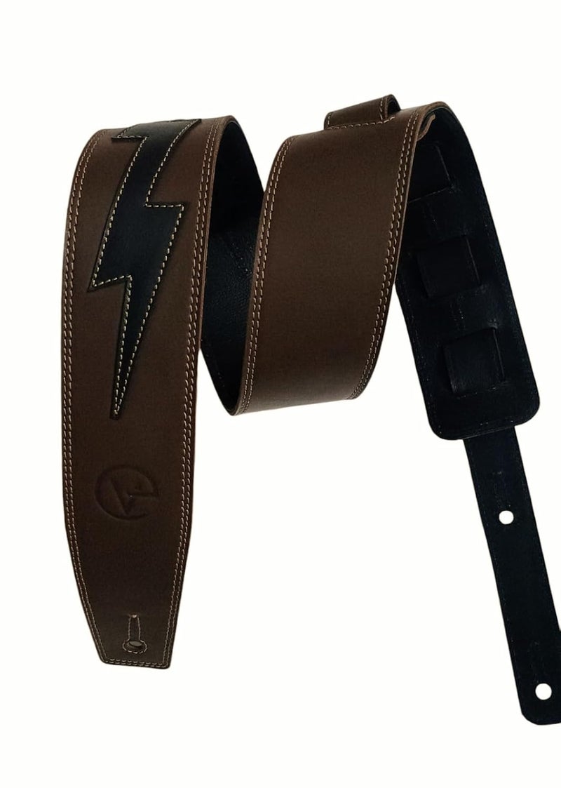 Ve CREATION Leather Guitar Strap for Bass, Electric, Acoustic & Heavy Guitars, 2.5" Wide, Adjustable from 42-56 Inches, - Image 1