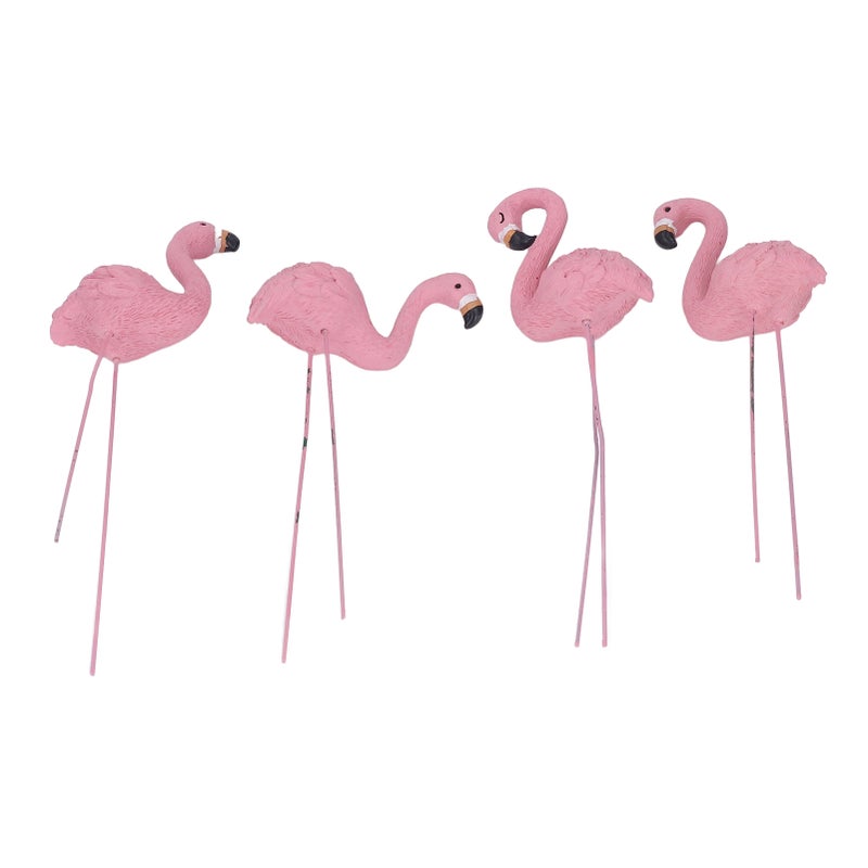4 Pcs Pink Flamingo Garden Statue Fine Details Stylish Vivid Small Flamingo Statue for Yard Lawn Patio Decorations Gifts - Image 2