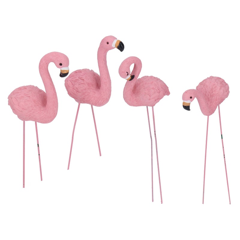 4 Pcs Pink Flamingo Garden Statue Fine Details Stylish Vivid Small Flamingo Statue for Yard Lawn Patio Decorations Gifts - Image 4