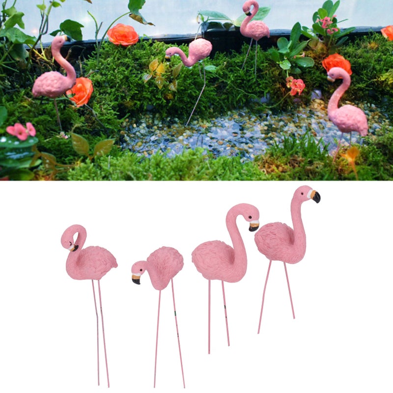 4 Pcs Pink Flamingo Garden Statue Fine Details Stylish Vivid Small Flamingo Statue for Yard Lawn Patio Decorations Gifts - Image 5